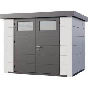 Abri Telluria en acier galvanisé blanc 5,6m² avec double porte Eleganto 2721