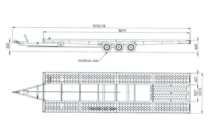 Remorque porte voiture à trois essieux 800X230 UNIPLAT 800/3 S 3500 KG – Image 2